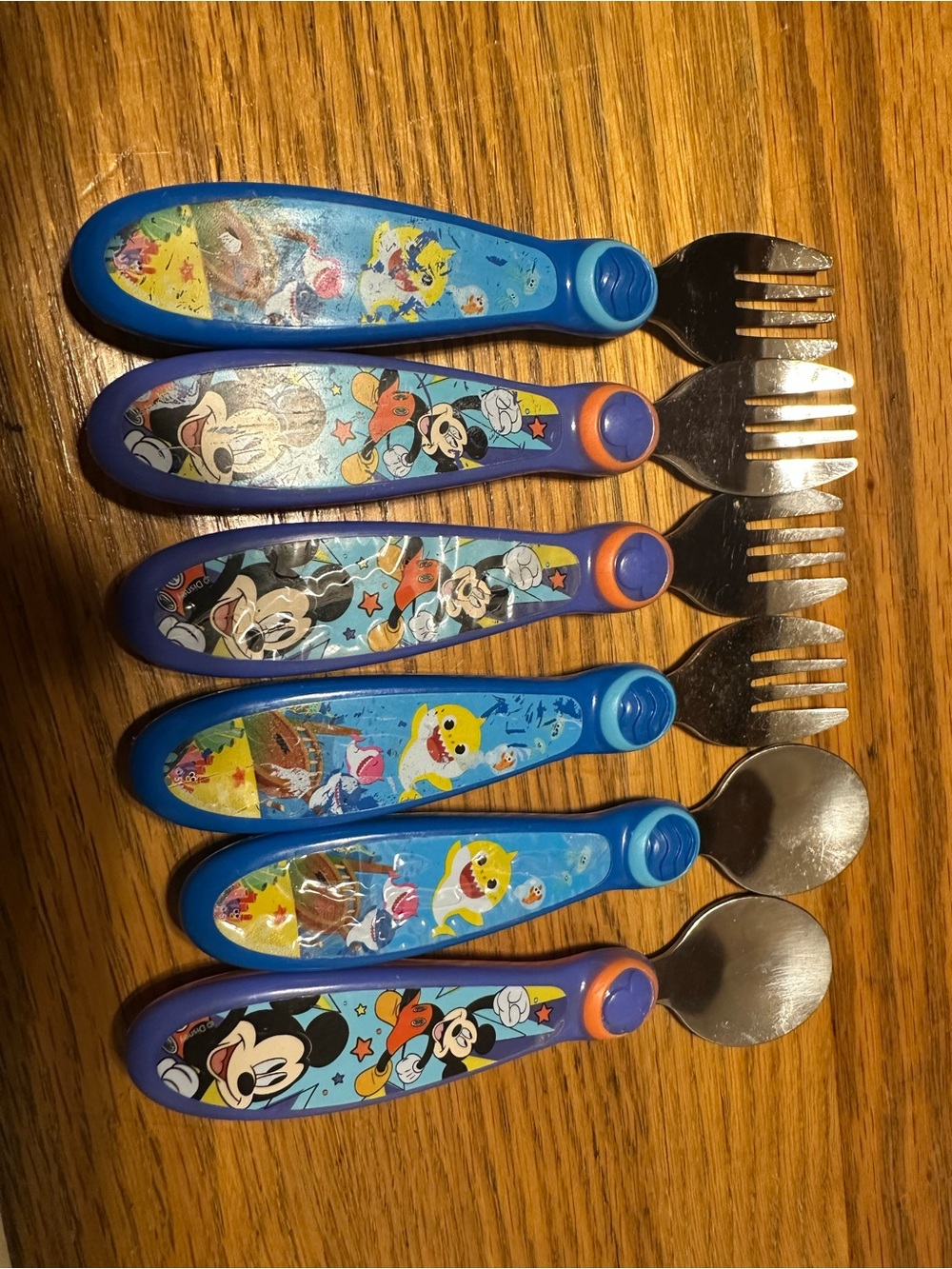 Kids Blue Character Stainless Steel Fork and Spoon Set - Pack of 6